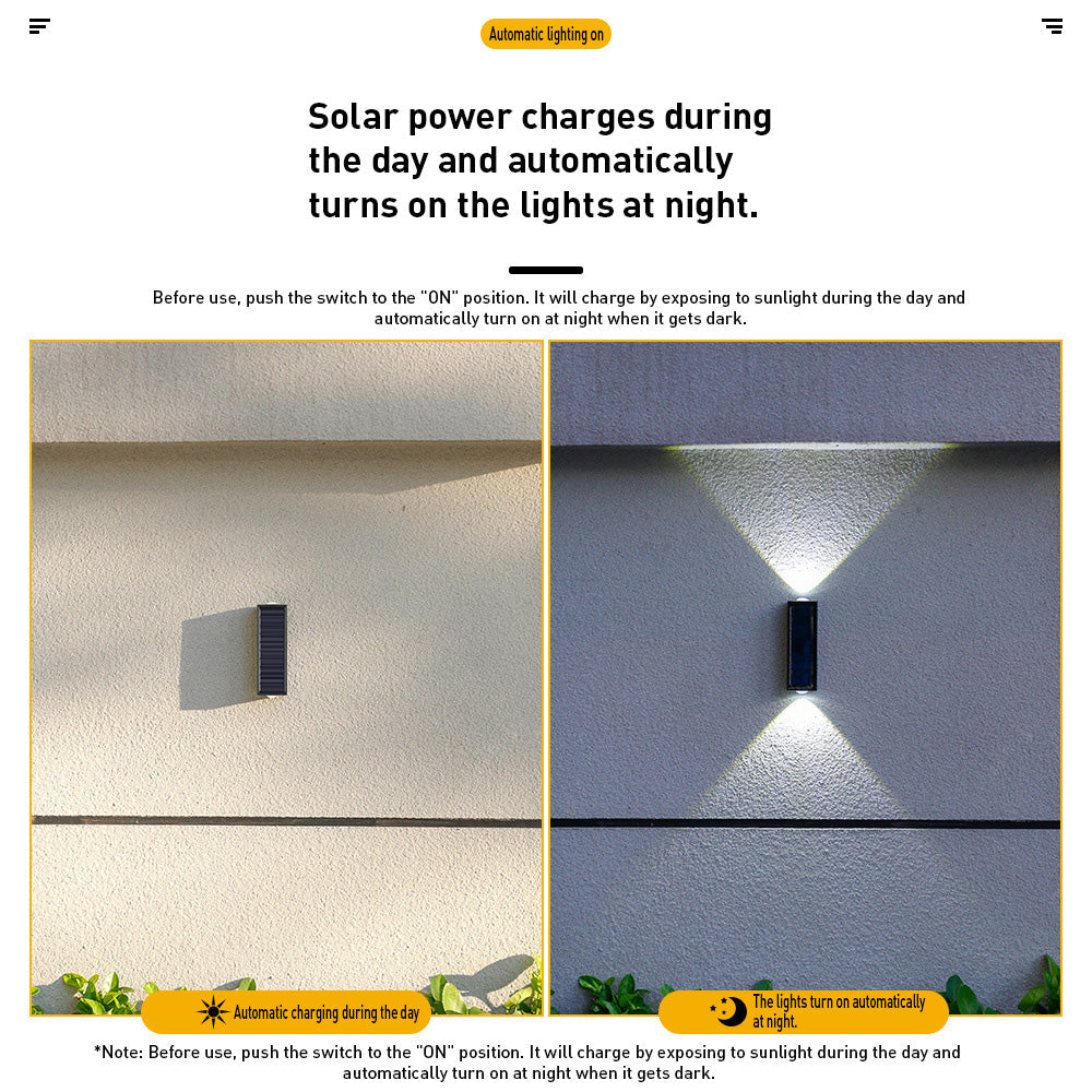 Outdoor Solar Wall Light Modern Up and Down Design for Garden and Courtyard-Lighting > Outdoor Lighting-casanuva-casanuva