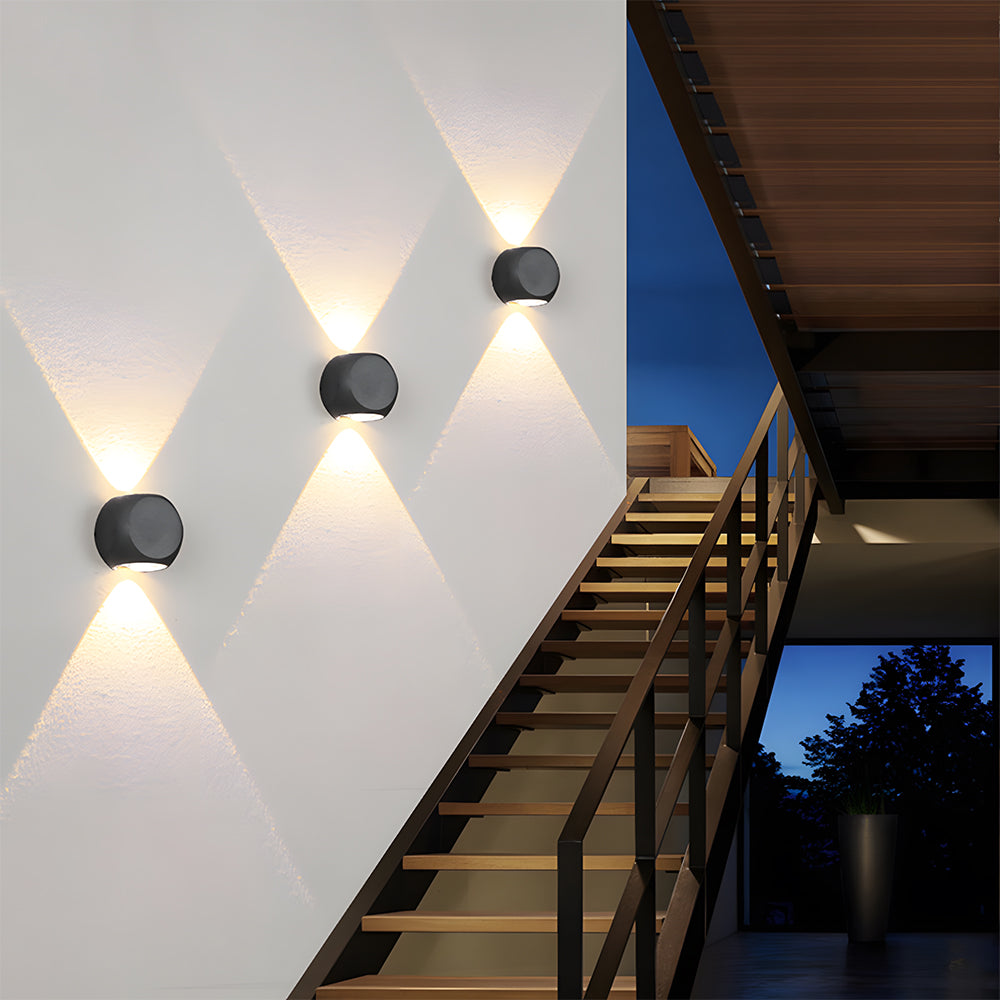 Outdoor Waterproof LED Wall Light in Warm White for Entryway Garage Patio-Lighting > Outdoor Lighting-casanuva-Black-Square: D6cm-Two Beams-casanuva
