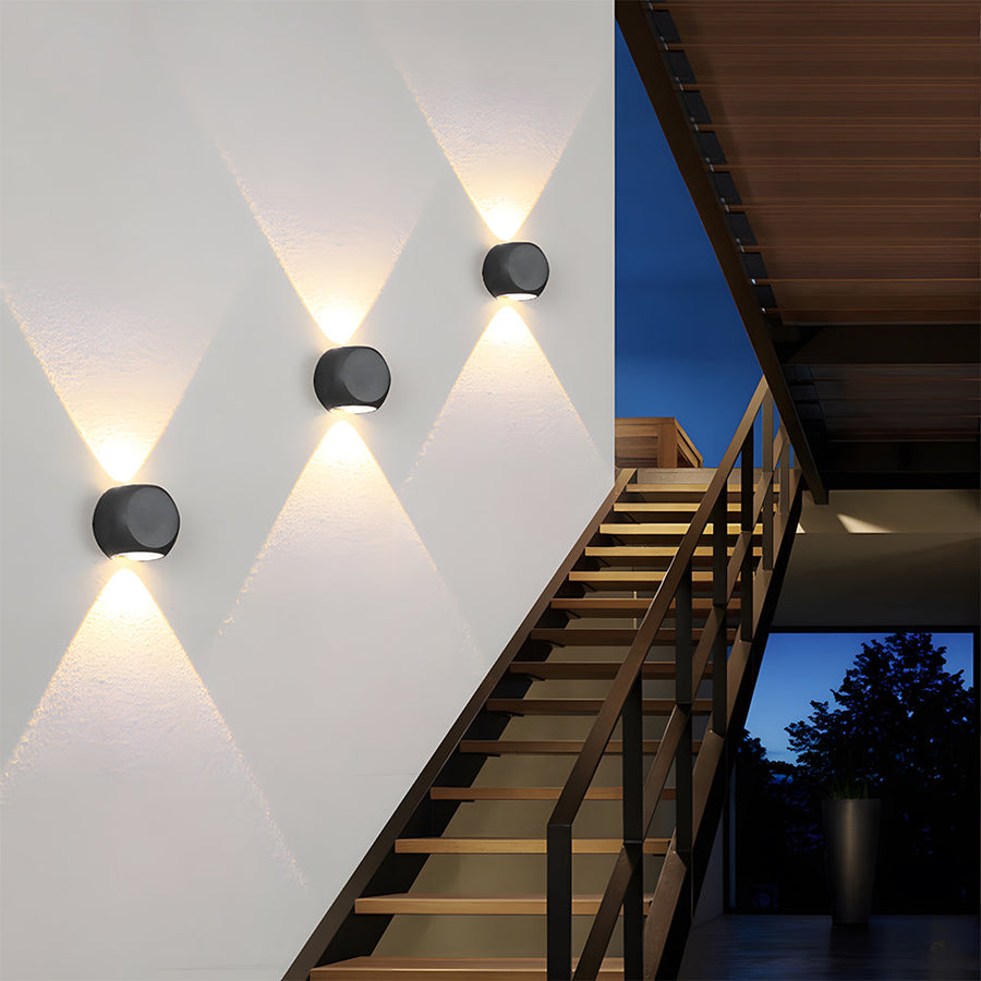 Outdoor Waterproof LED Wall Light in Warm White for Entryway Garage Patio-Lighting > Outdoor Lighting-casanuva-Black-Square: D6cm-Two Beams-casanuva