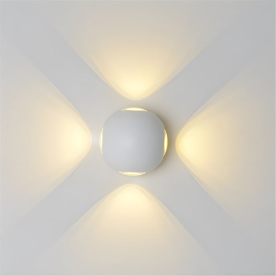 Outdoor Waterproof LED Wall Light in Warm White for Entryway Garage Patio-Lighting > Outdoor Lighting-casanuva-White-Circle: D10cm-Four Beams-casanuva