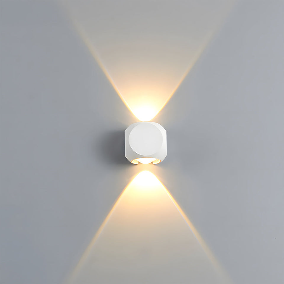 Outdoor Waterproof LED Wall Light in Warm White for Entryway Garage Patio-Lighting > Outdoor Lighting-casanuva-White-Square: D6cm-Two Beams-casanuva