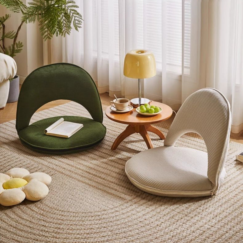 Oval Foldable Lambswool Corduroy Accent Chair Armless Carbon Steel Backrest-Furniture > Chairs-casanuva-casanuva
