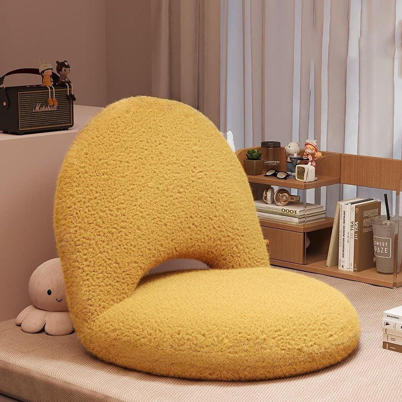 Oval Foldable Lambswool Corduroy Accent Chair Armless Carbon Steel Backrest-Furniture > Chairs-casanuva-Ginger Yellow & B-casanuva