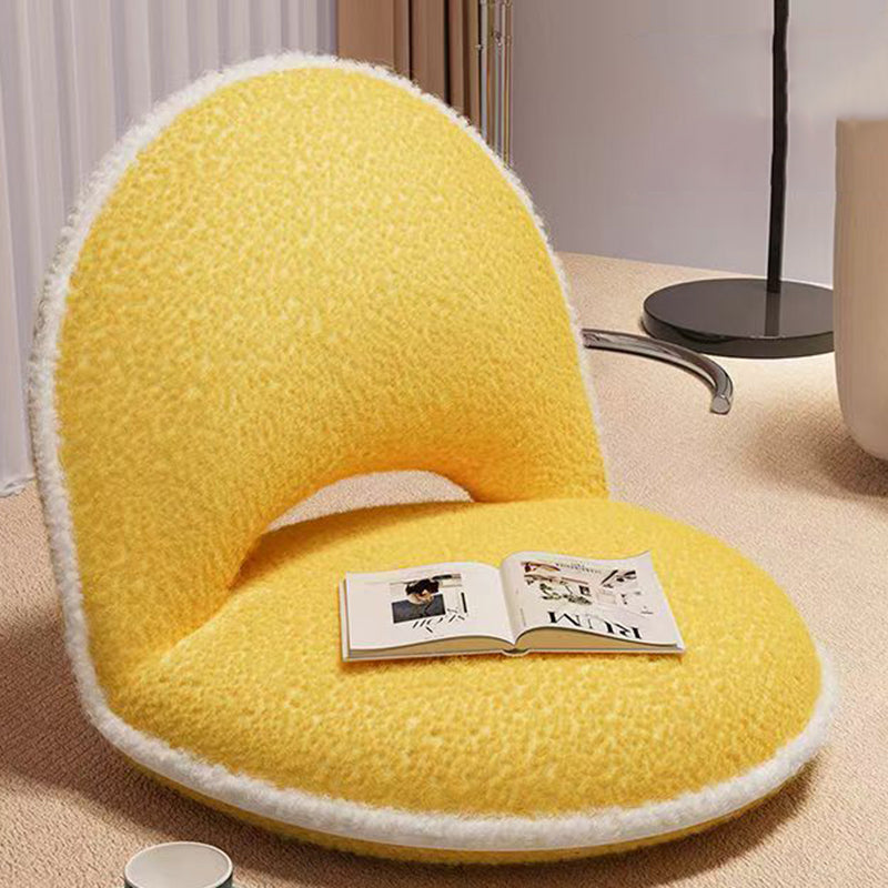 Oval Foldable Lambswool Corduroy Accent Chair Armless Carbon Steel Backrest-Furniture > Chairs-casanuva-Ginger Yellow & C-casanuva