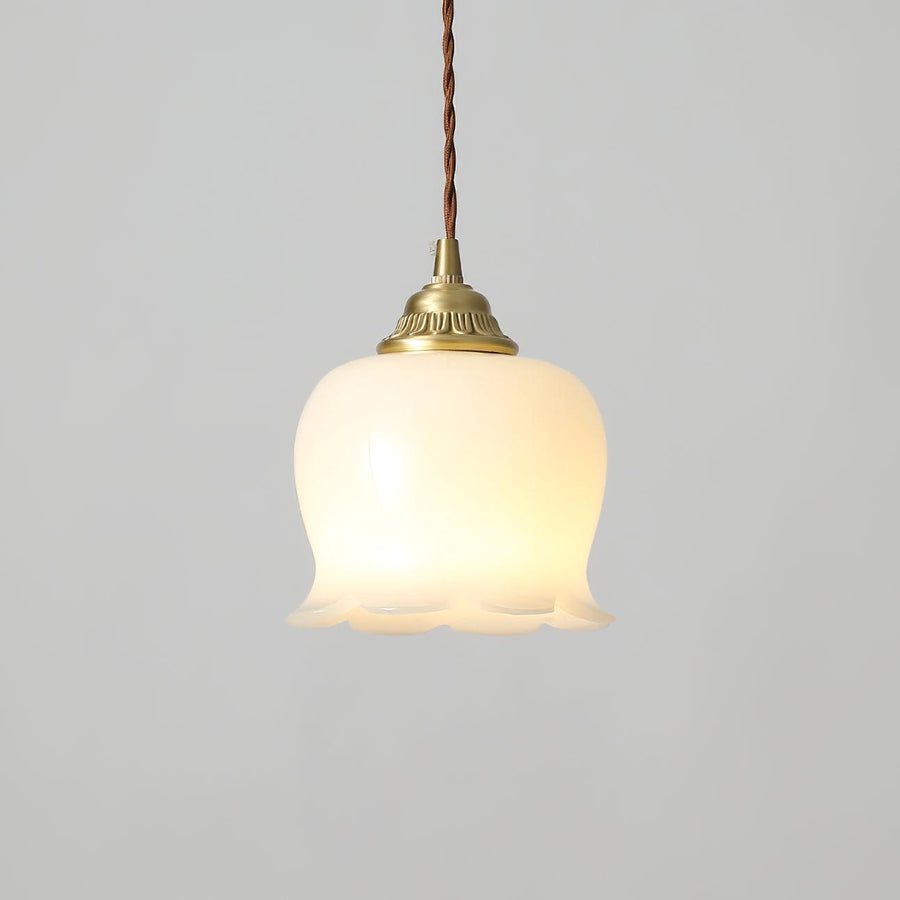 Pendant Lamp Valley Flower Design-Lighting > Pendant Lights-casanuva-14cmx15cm-Brass & Beige-casanuva