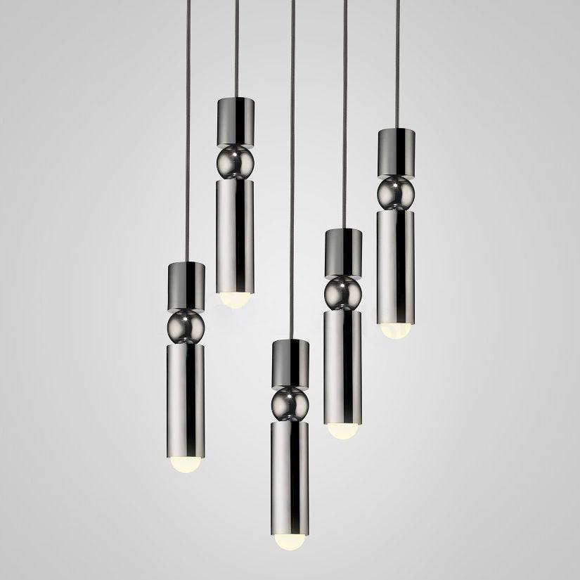 Pendant Light with Adjustable Height-Lighting > Pendant Lights-casanuva-5heads 30cmx150cm-Chrome-casanuva