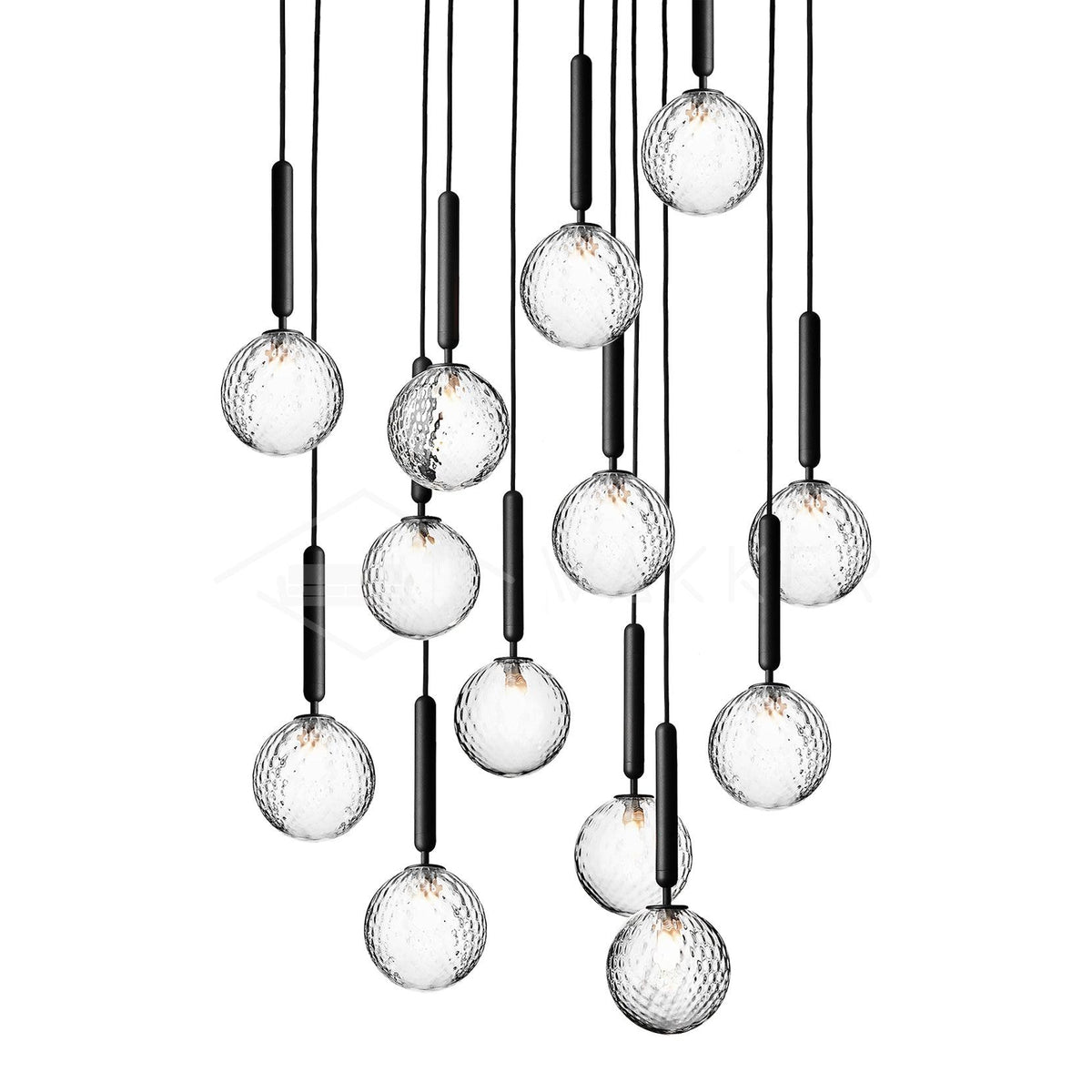 Pendant Light with Dimmable LED-Lighting > Pendant Lights-casanuva-13 heads 60cmx200cm-Black-Clear-casanuva