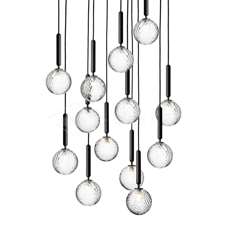 Pendant Light with Dimmable LED-Lighting > Pendant Lights-casanuva-13 heads 60cmx200cm-Black-Clear-casanuva