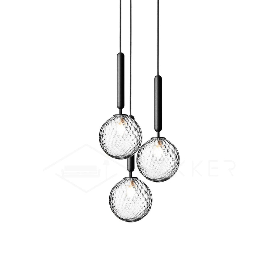 Pendant Light with Dimmable LED-Lighting > Pendant Lights-casanuva-3 heads 20cmx150cm-Black-Clear-casanuva