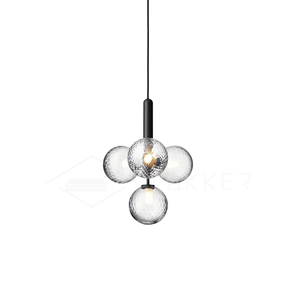 Pendant Light with Dimmable LED-Lighting > Pendant Lights-casanuva-4 heads 35cmx43cm-Black-Clear-casanuva