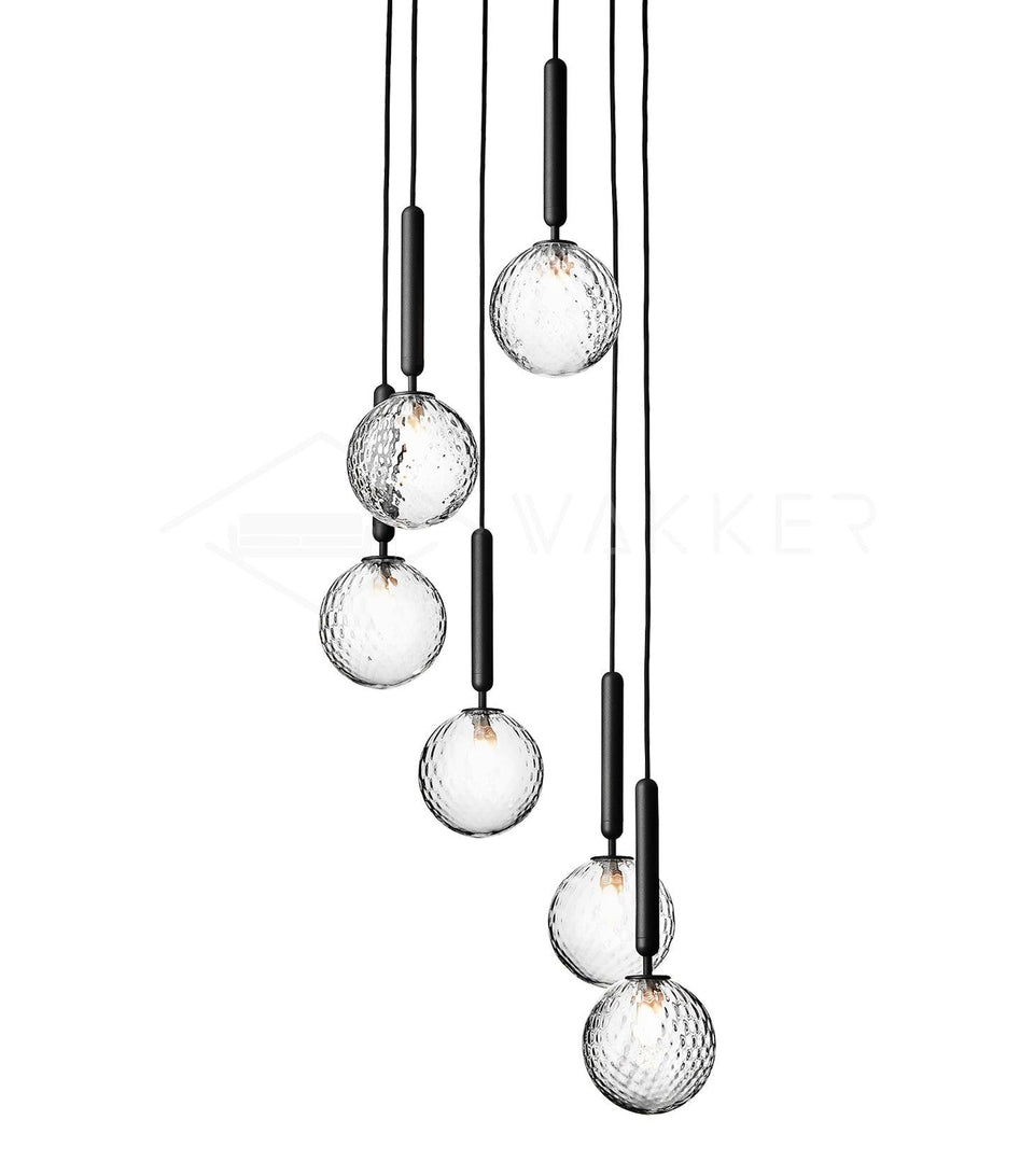 Pendant Light with Dimmable LED-Lighting > Pendant Lights-casanuva-6 heads 30cmx150cm-Black-Clear-casanuva
