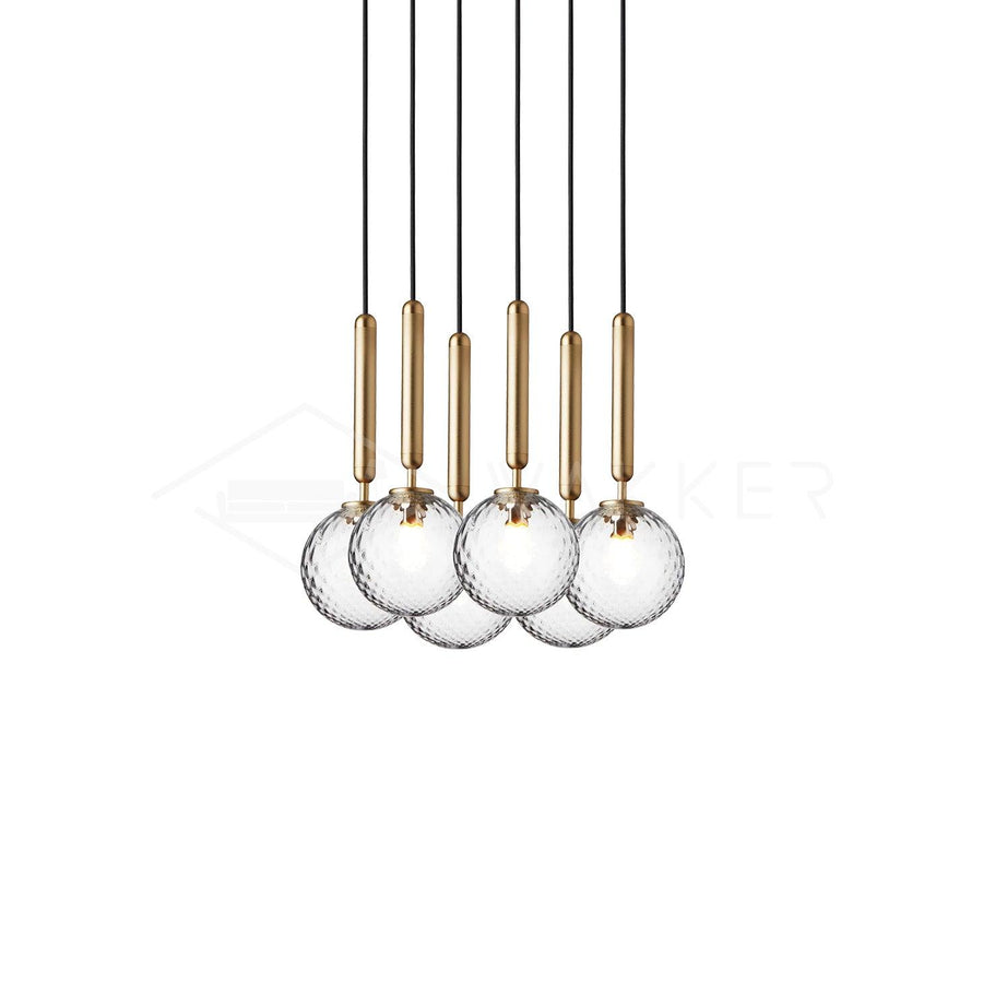 Pendant Light with Dimmable LED-Lighting > Pendant Lights-casanuva-6 heads 30cmx150cm-Gold-Clear-casanuva