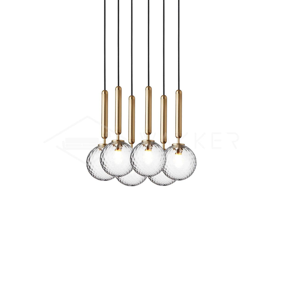 Pendant Light with Dimmable LED-Lighting > Pendant Lights-casanuva-6 heads 30cmx150cm-Gold-Clear-casanuva