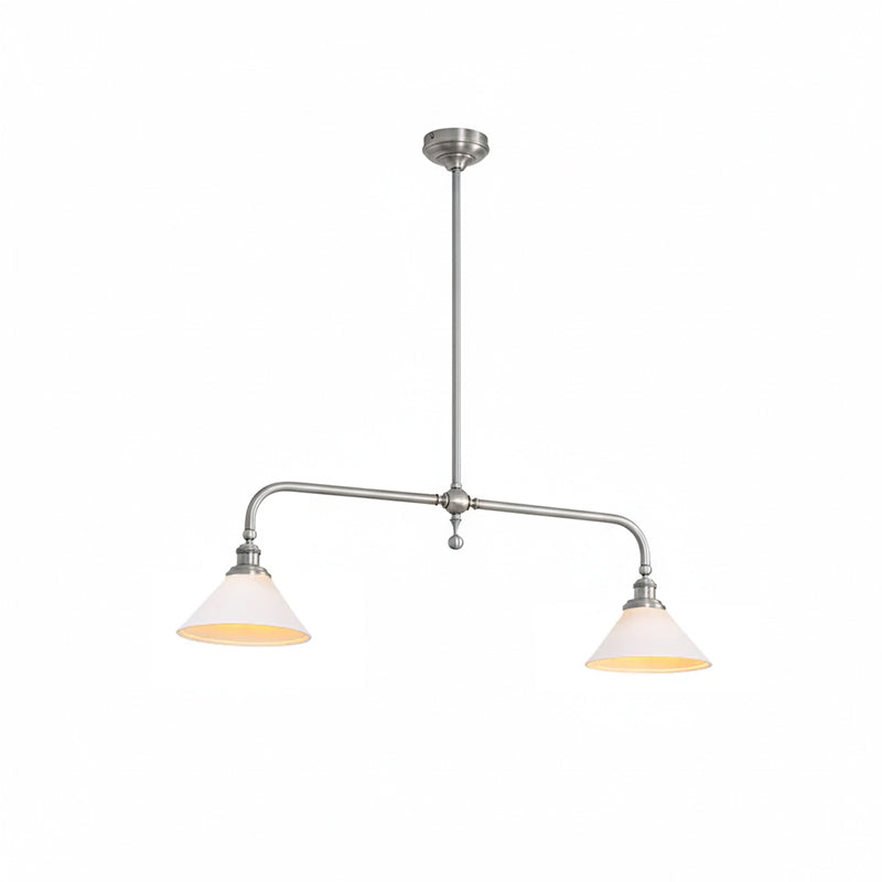 Pendant Light with Glass Shade-Lighting > Pendant Lights-casanuva-2 heads 2 heads 102cmx23c-Nickel color-Ceramics Lampshade-casanuva