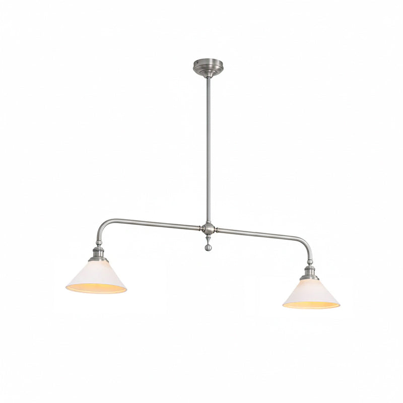 Pendant Light with Glass Shade-Lighting > Pendant Lights-casanuva-2 heads 2 heads 120cmx23c-Nickel color-Ceramics Lampshade-casanuva