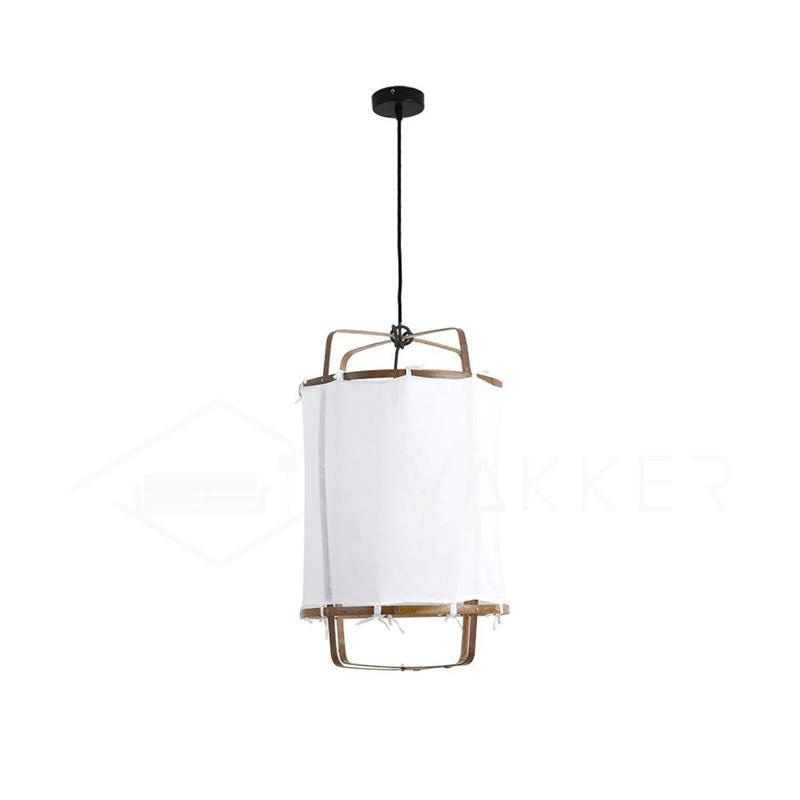 Pendant Light with Natural Fiber Shade-Lighting > Pendant Lights-casanuva-40cmx62cm-White cotton cloth-casanuva