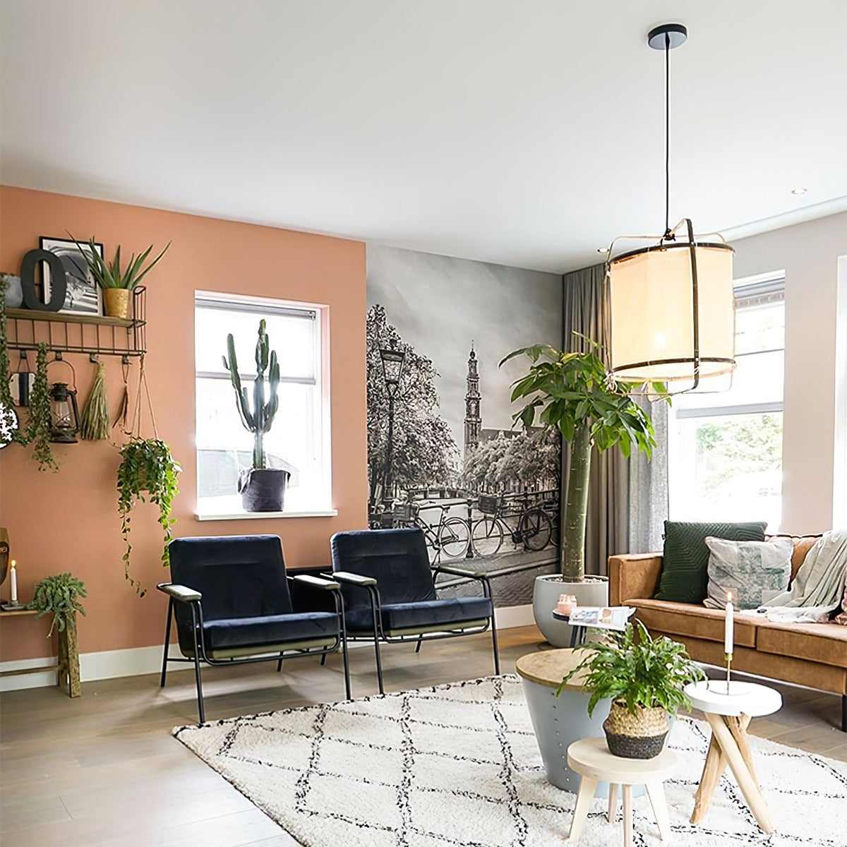 Pendant Light with Natural Fiber Shade-Lighting > Pendant Lights-casanuva-casanuva