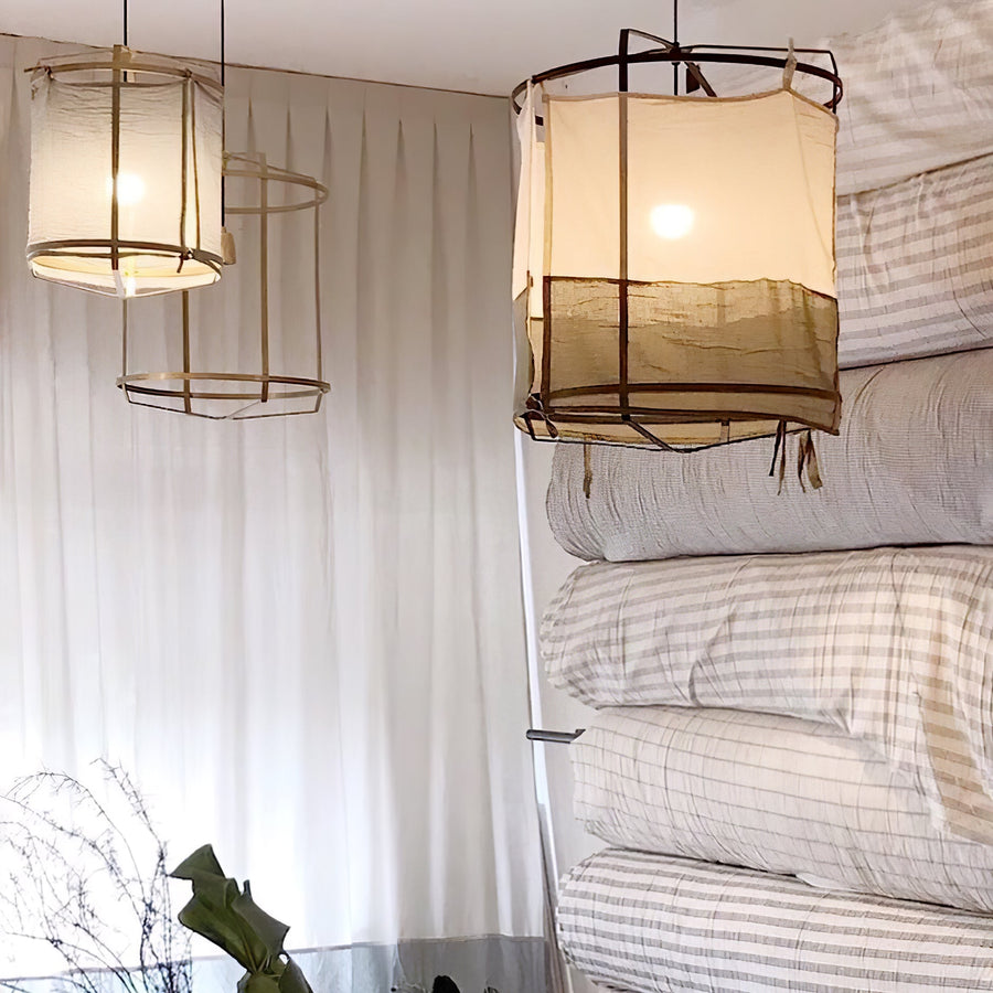 Pendant Light with Natural Fiber Shade-Lighting > Pendant Lights-casanuva-casanuva