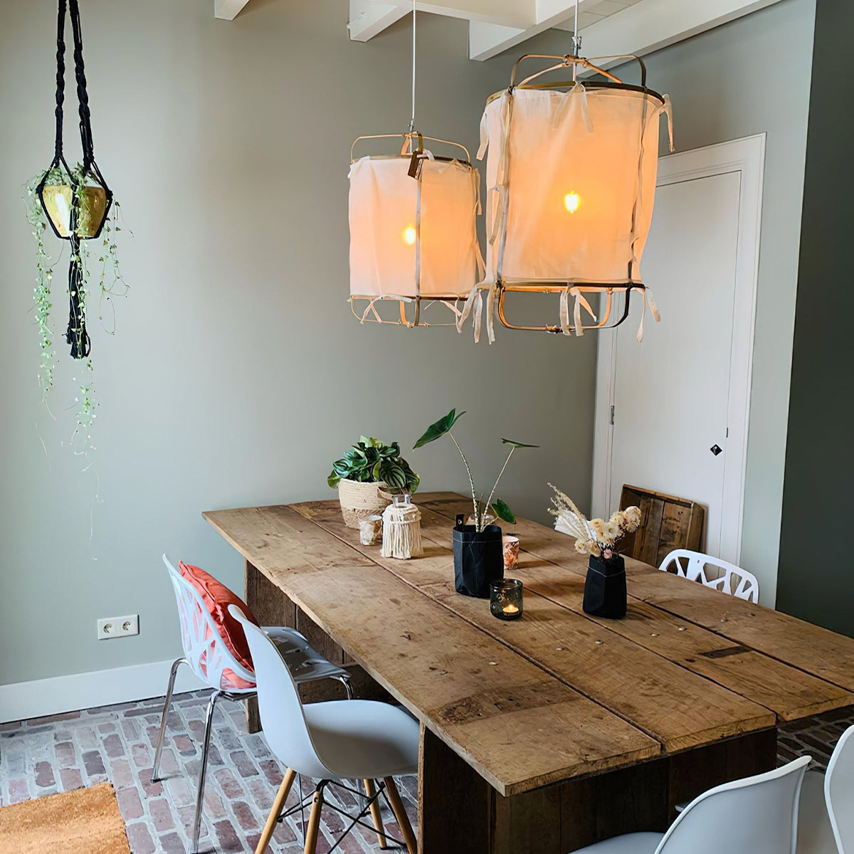 Pendant Light with Natural Fiber Shade-Lighting > Pendant Lights-casanuva-casanuva