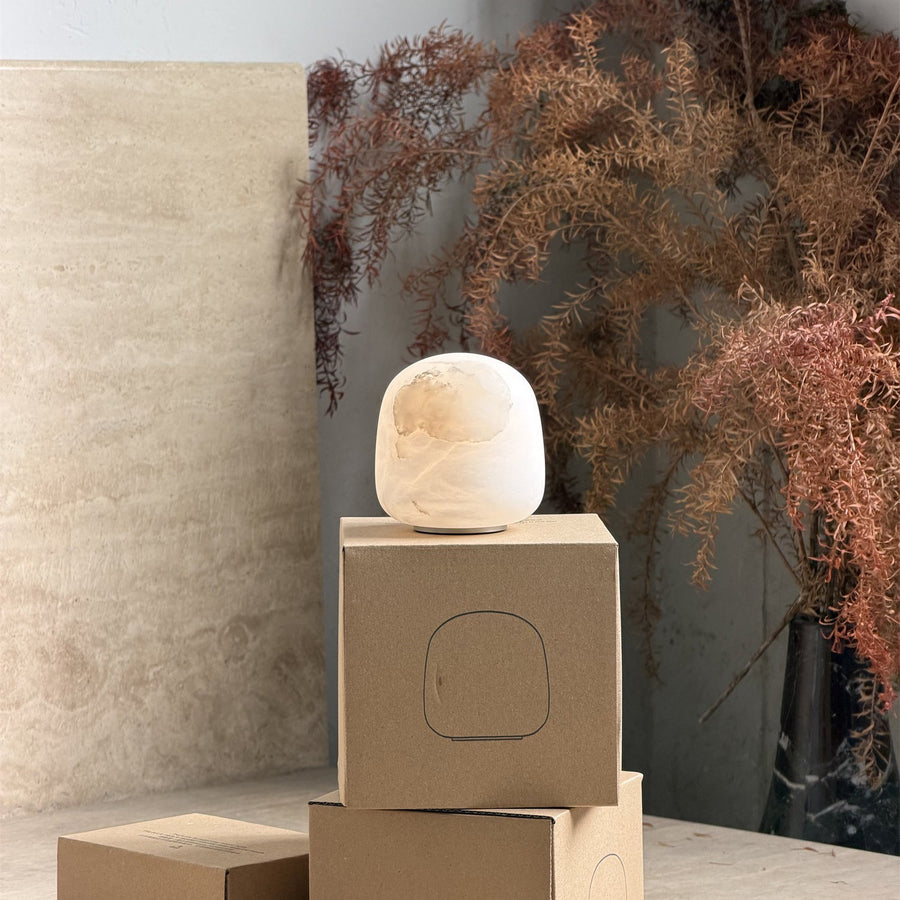 Petite Alabaster Portable Lamp with Built-in Battery-Lighting > Table Lamps-casanuva-casanuva