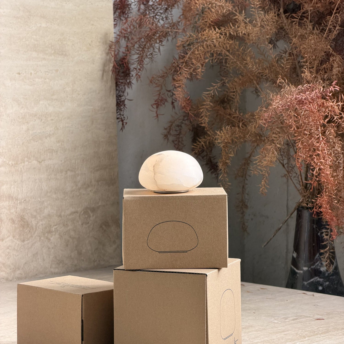 Petite Alabaster Portable Lamp with Built-in Battery-Lighting > Table Lamps-casanuva-casanuva