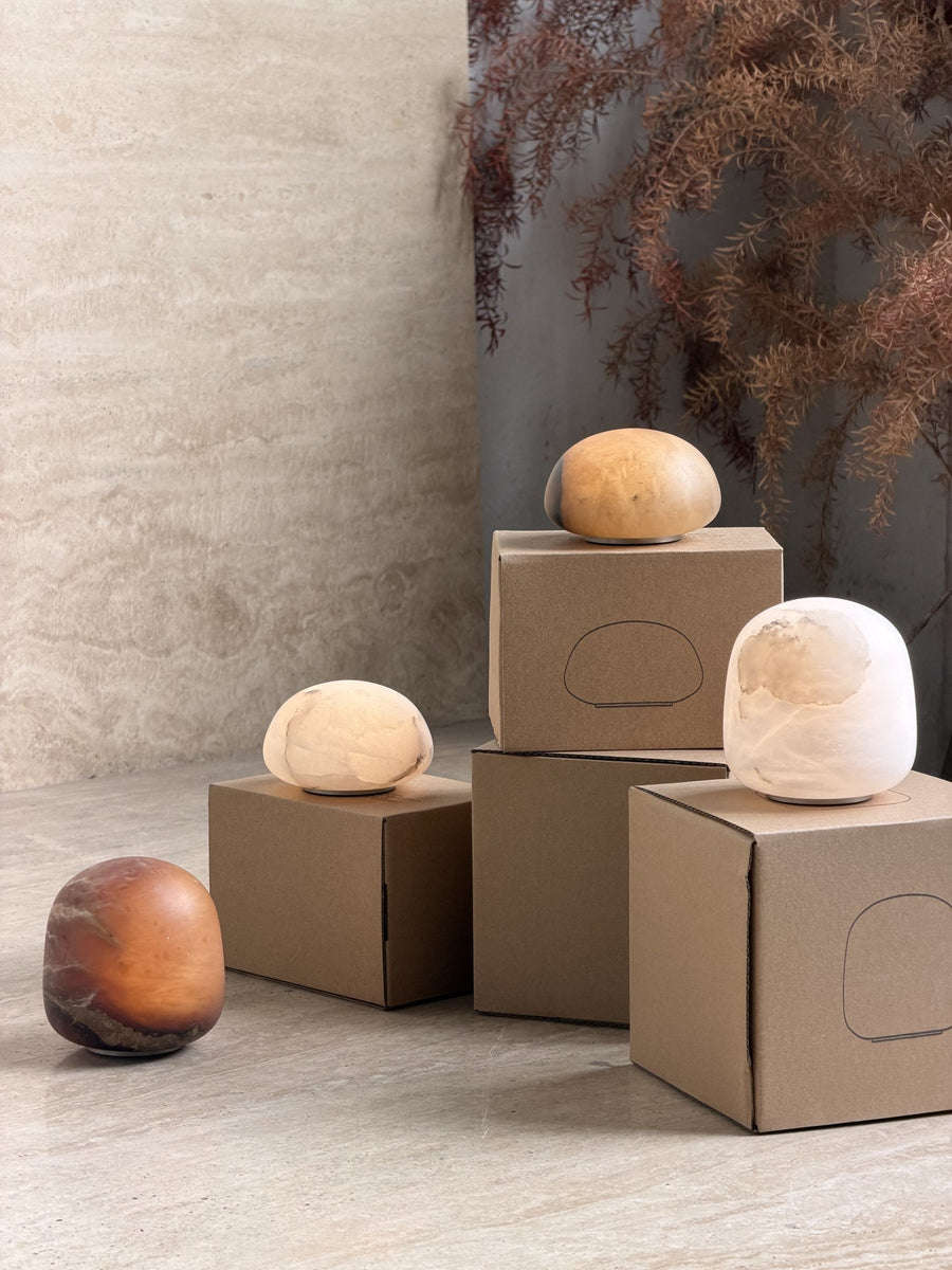 Petite Alabaster Portable Lamp with Built-in Battery-Lighting > Table Lamps-casanuva-casanuva