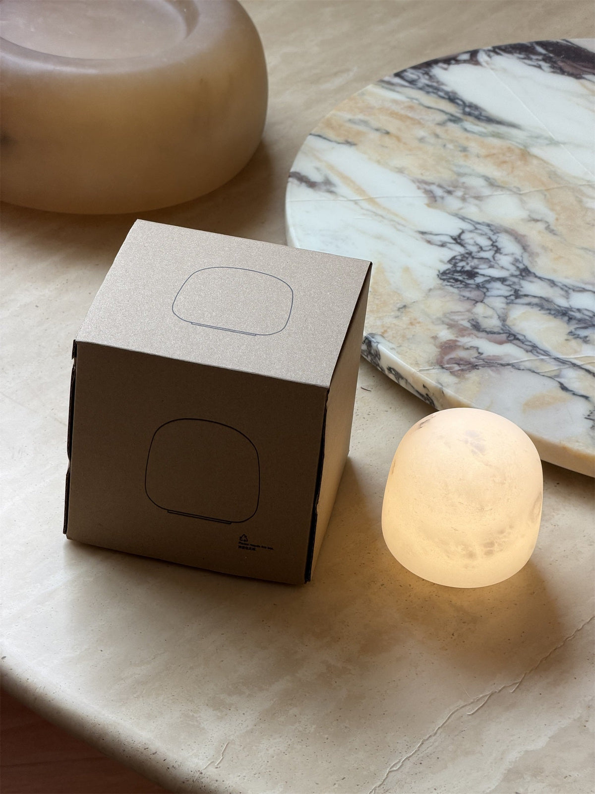 Petite Alabaster Portable Lamp with Built-in Battery-Lighting > Table Lamps-casanuva-casanuva