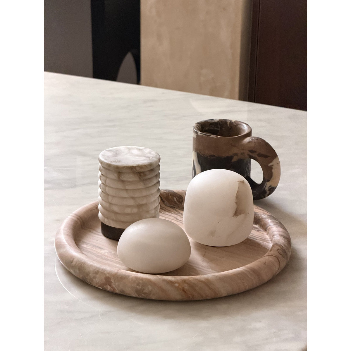Petite Alabaster Portable Lamp with Built-in Battery-Lighting > Table Lamps-casanuva-casanuva