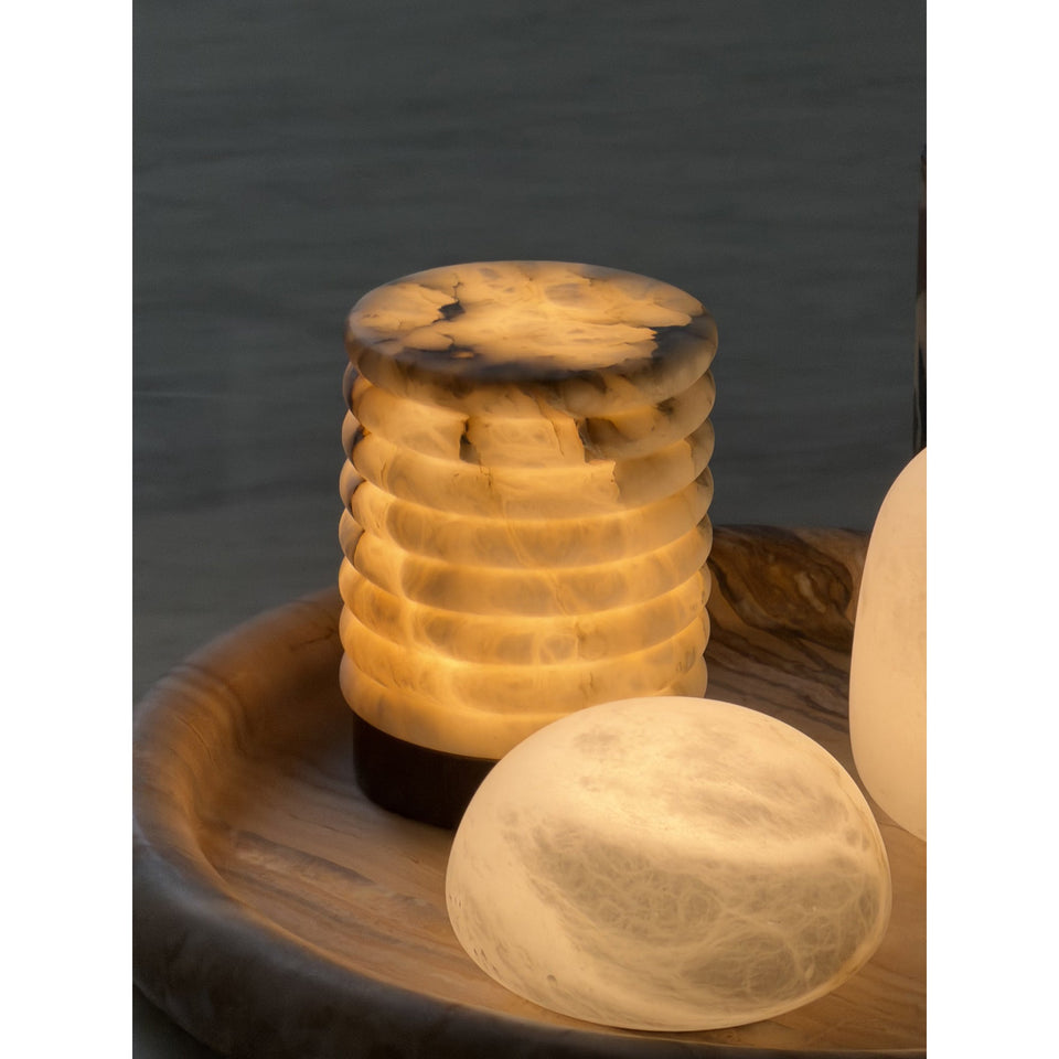 Petite Alabaster Portable Lamp with Built-in Battery-Lighting > Table Lamps-casanuva-casanuva