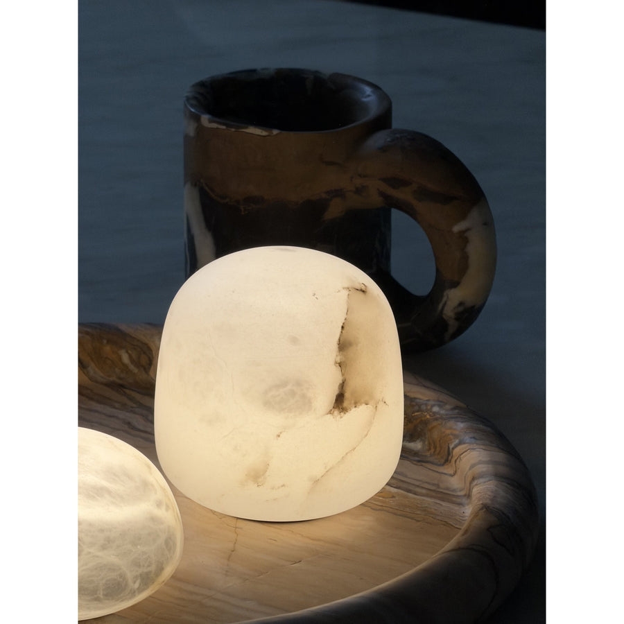 Petite Alabaster Portable Lamp with Built-in Battery-Lighting > Table Lamps-casanuva-casanuva