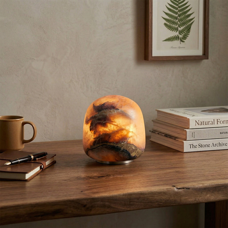 Petite Alabaster Portable Lamp with Built-in Battery-Lighting > Table Lamps-casanuva-casanuva
