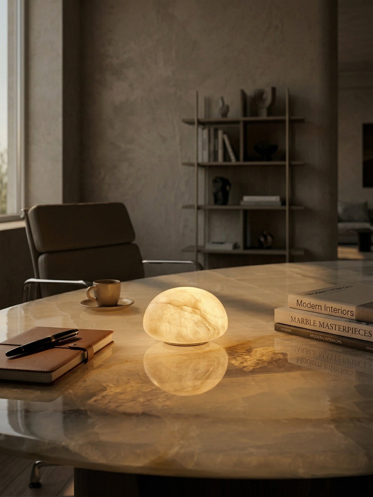 Petite Alabaster Portable Lamp with Built-in Battery-Lighting > Table Lamps-casanuva-casanuva