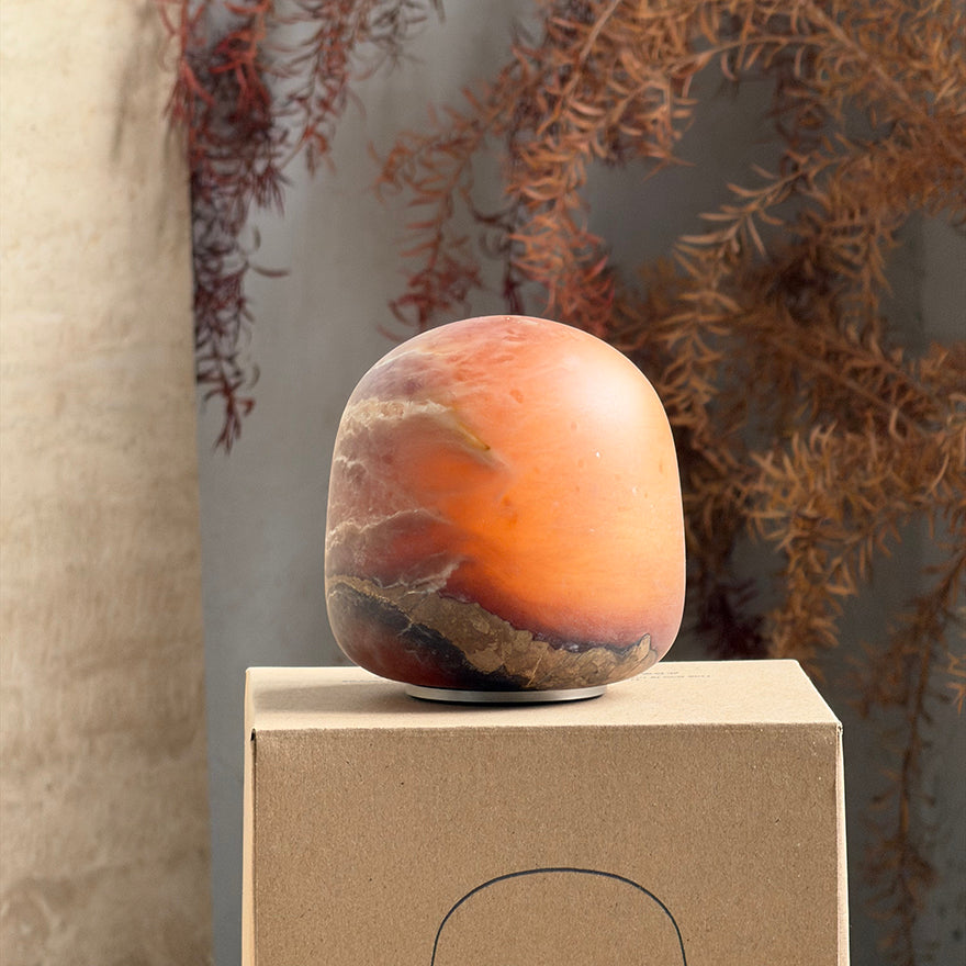Petite Alabaster Portable Lamp with Built-in Battery-Lighting > Table Lamps-casanuva-9cmx9cm-Amber-Warm Dimming-casanuva