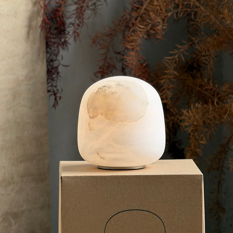 Petite Alabaster Portable Lamp with Built-in Battery-Lighting > Table Lamps-casanuva-9cmx9cm-White-Warm Dimming-casanuva