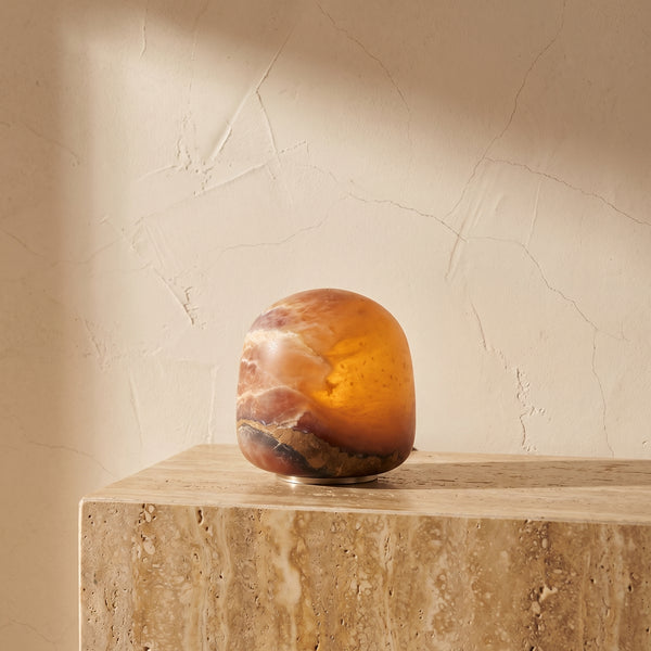 Petite Alabaster Portable Lamp with Built-in Battery-Lighting > Table Lamps-casanuva-casanuva