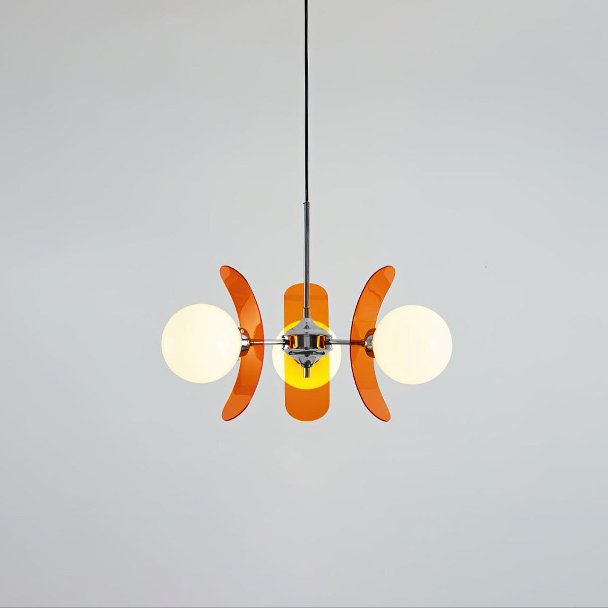 Phosphorescent Crystal Chandelier-Lighting > Chandeliers & Pendant Lights-casanuva-3 Heads 60cmx40cm-Orange & Chrome-casanuva