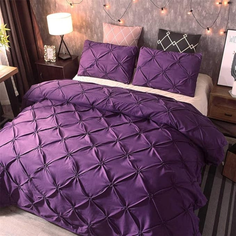 Pinch Pleat Duvet Cover Set Amore Luxury-Bedding & Bath > Bedding Sets-casanuva-Lavender Mist-Full-casanuva