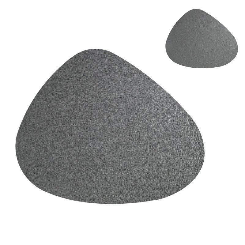 Placemats and Coasters Set in Irregular Shape Faux Leather Stylish Dining Accessories-Kitchen & Dining > Placemats-casanuva-Dark Gray-casanuva