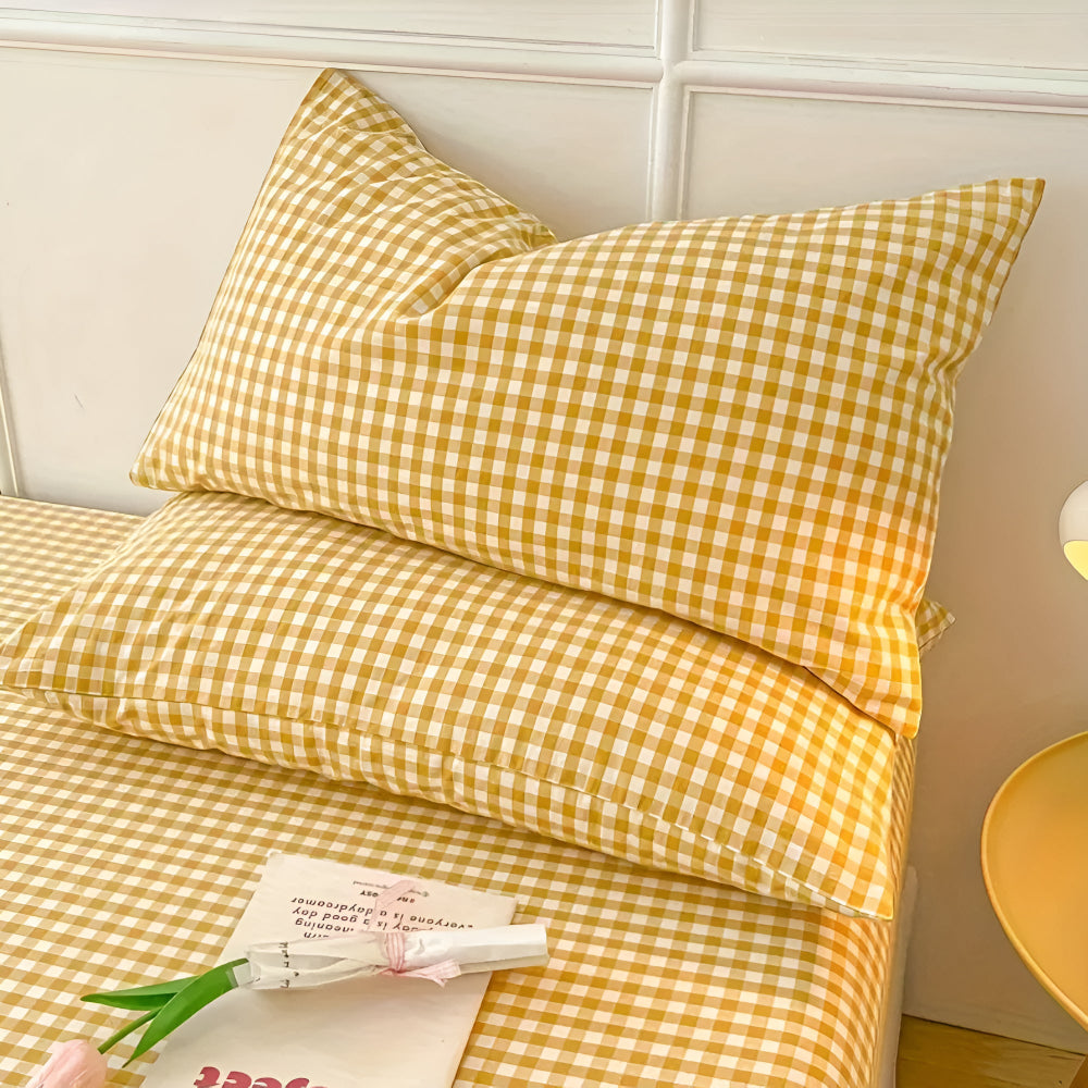 Plaid Checkered Pillowcases Soft Cotton Set-Bedding & Bath > Pillowcases-casanuva-casanuva