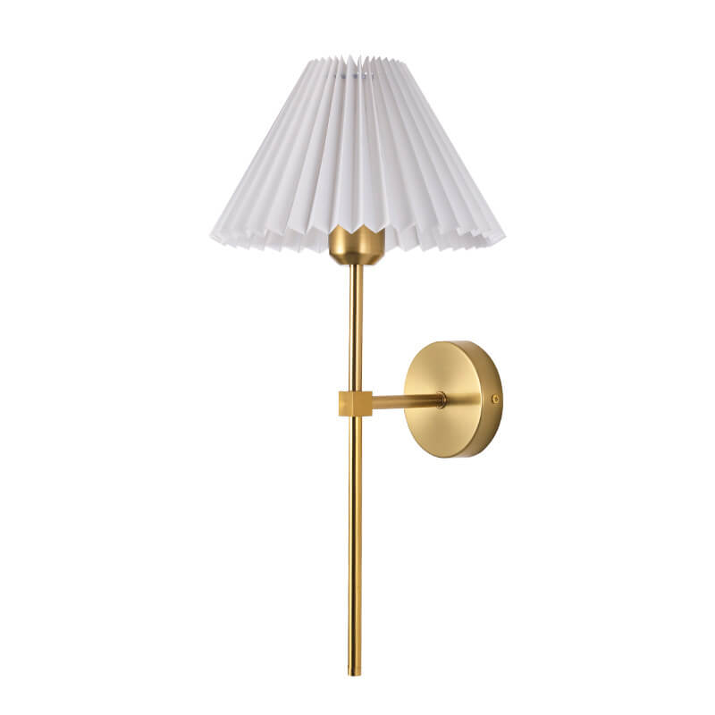 Pleated Fabric Shade Wall Sconce Lamp with Straight Arm 1-Light-Lighting > Wall Lights-casanuva-casanuva