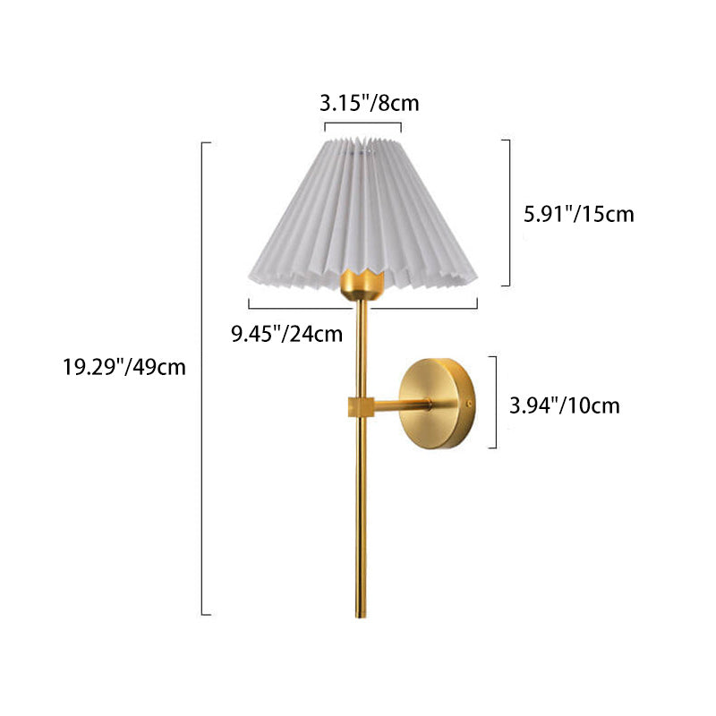 Pleated Fabric Shade Wall Sconce Lamp with Straight Arm 1-Light-Lighting > Wall Lights-casanuva-casanuva