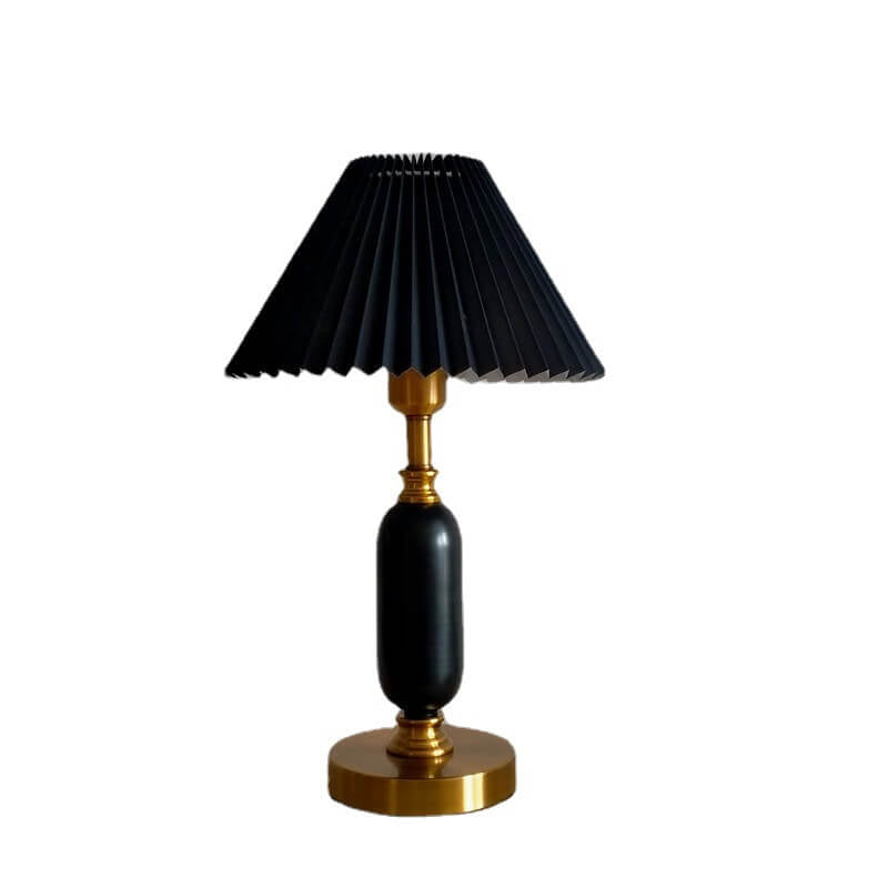 Pleated Shade Column Base Table Lamp 1-Light Retro Design-Lighting > Table Lamps-casanuva-casanuva
