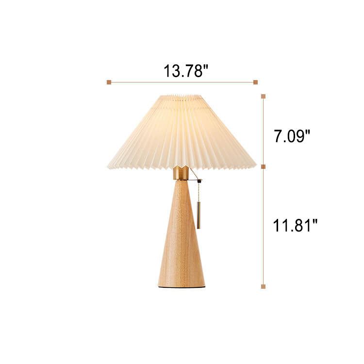 Pleated Wooden LED Table Lamp in Japanese Minimalist Vintage Style-Lighting > Table Lamps-casanuva-casanuva