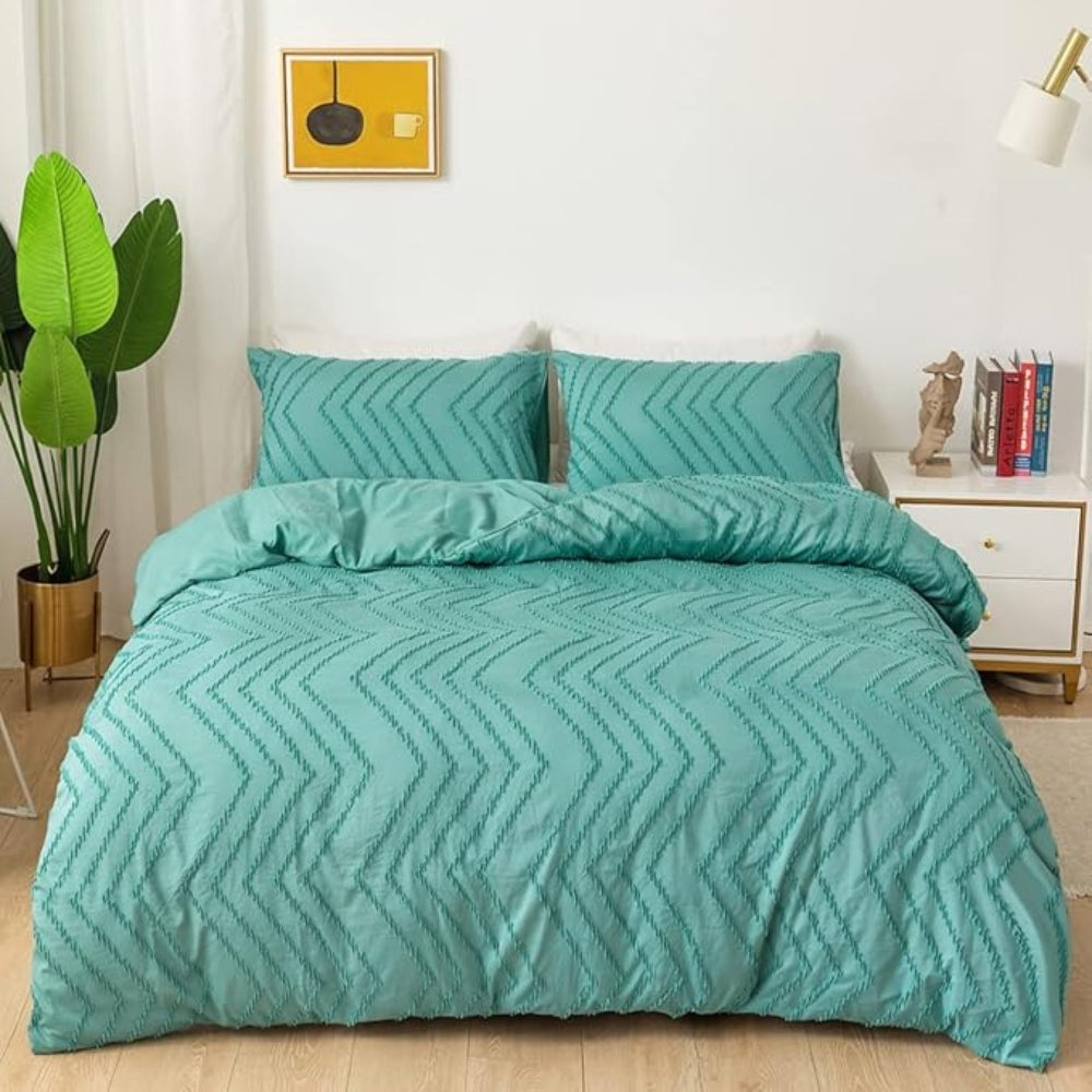 Plush Chevron Quilt Cover Set 3 Pieces-Bedding & Bath > Bedding Sets-casanuva-Turquoise-Twin-casanuva