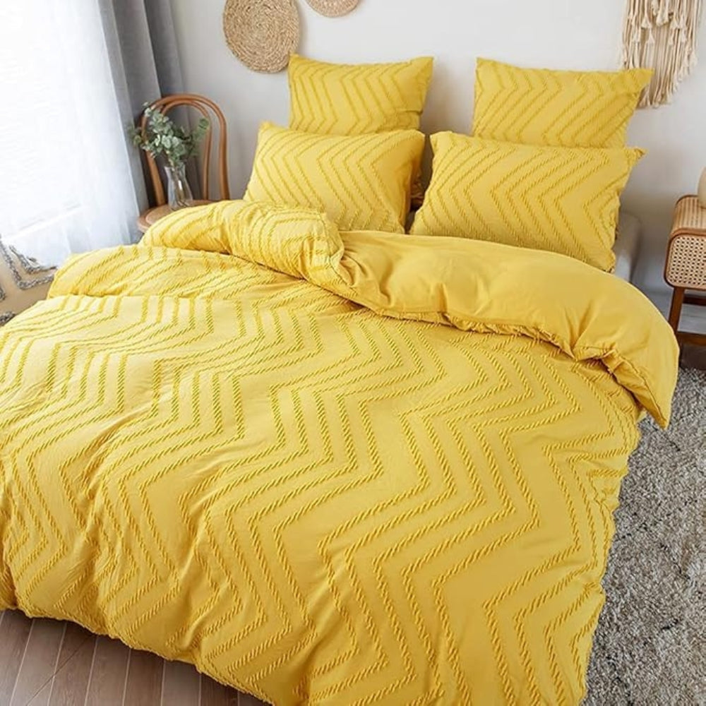Plush Chevron Quilt Cover Set 3 Pieces-Bedding & Bath > Bedding Sets-casanuva-Yellow-Twin-casanuva