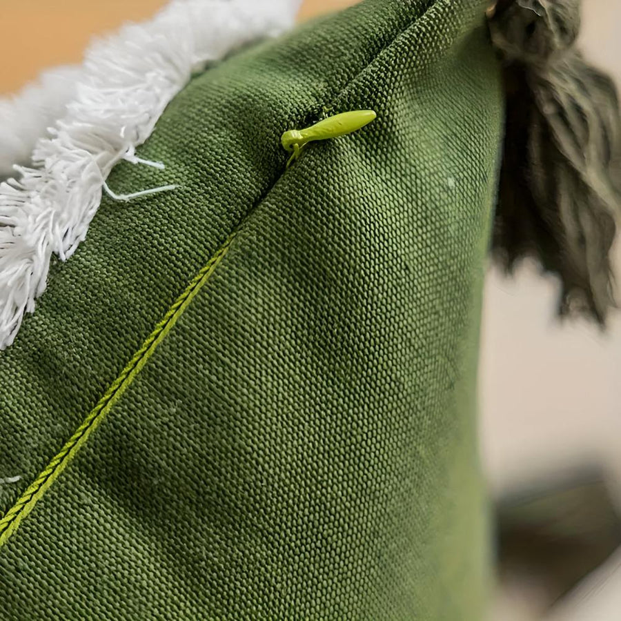 Plush Leaf Cushion Cover with Tassel-Covers & Textiles > Cushion Covers-casanuva-casanuva