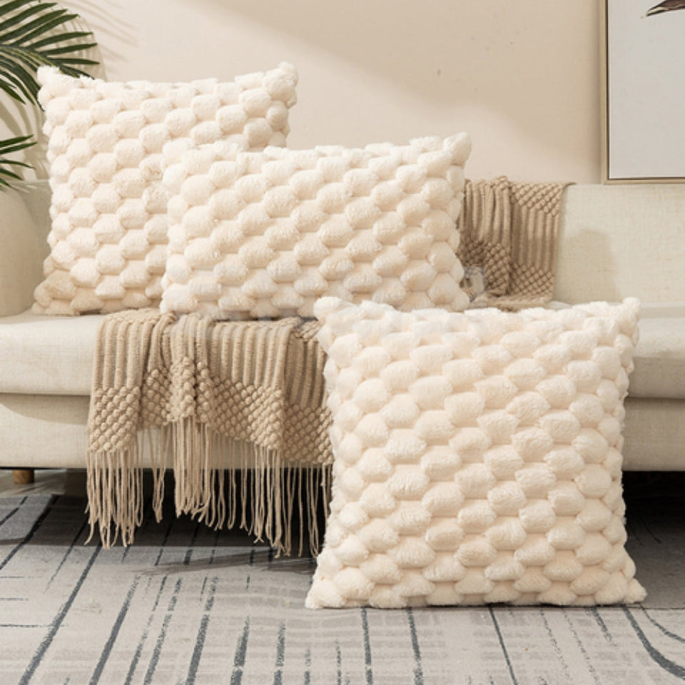 Plush Marshmallow Cushion Cover Soft Decorative Pillowcase-Covers & Textiles > Cushion Covers-casanuva-Cream-18"x18"-casanuva