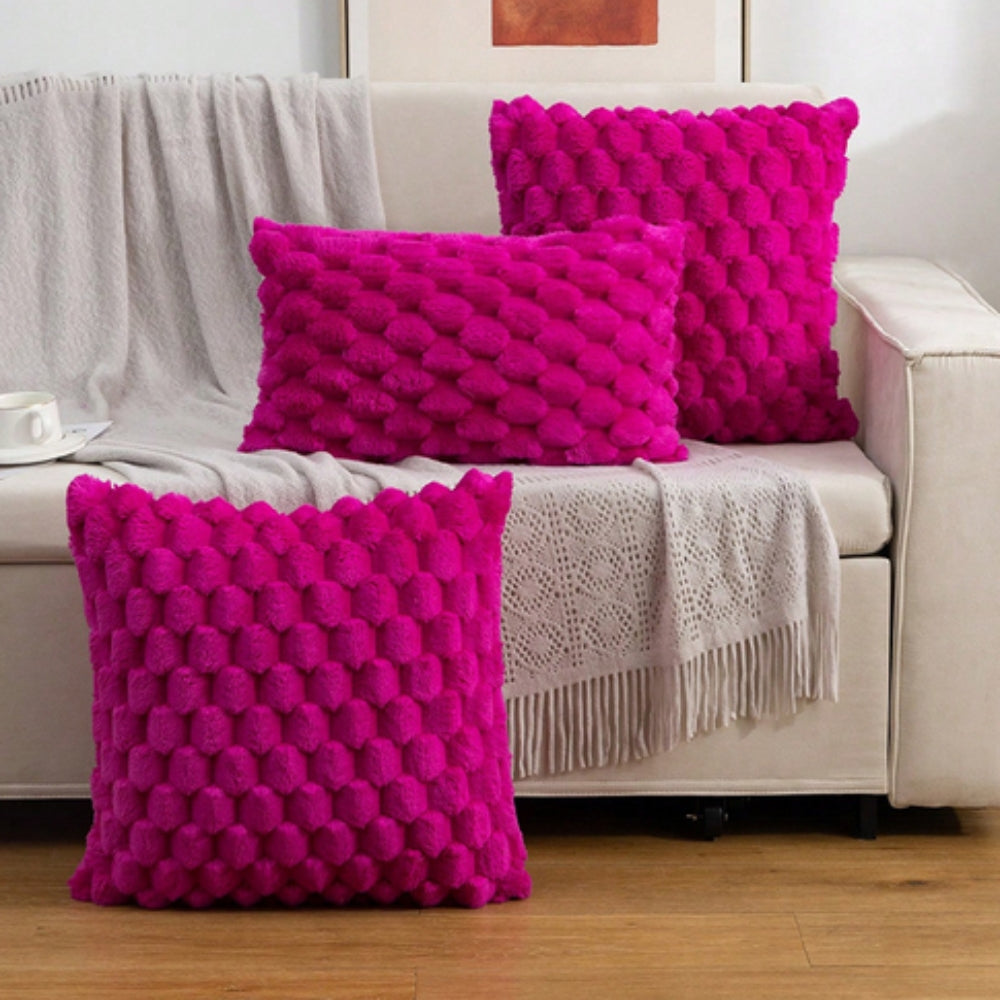 Plush Marshmallow Cushion Cover Soft Decorative Pillowcase-Covers & Textiles > Cushion Covers-casanuva-Deep Pink-18"x18"-casanuva