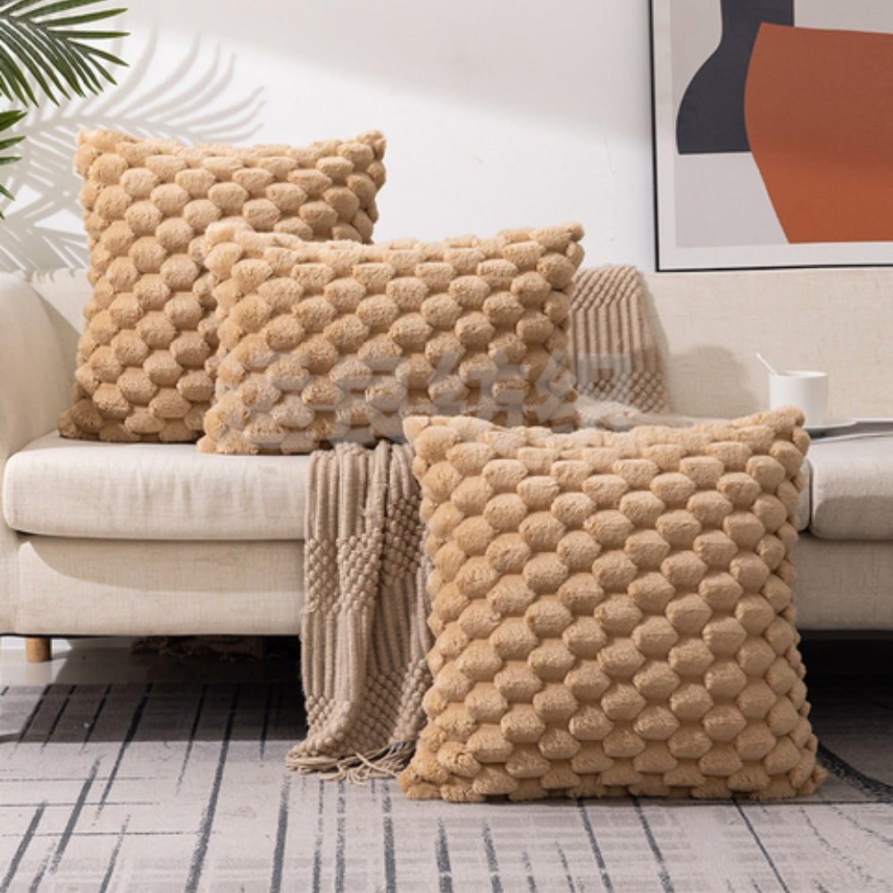 Plush Marshmallow Cushion Cover Soft Decorative Pillowcase-Covers & Textiles > Cushion Covers-casanuva-Khaki-18"x18"-casanuva