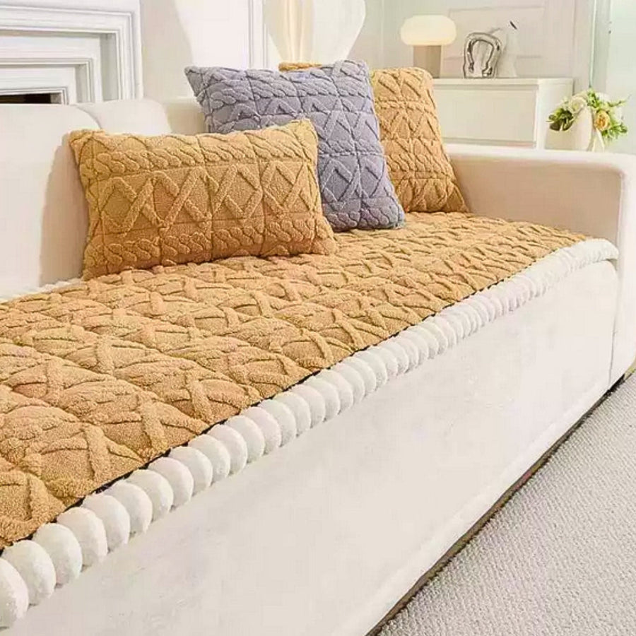 Plush Sherpa Sofa Cover-Covers & Textiles > Sofa Covers-casanuva-Honey Gold-27.6"x59"-casanuva